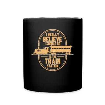 Modellbahn Zug Lokomotiven Geschenk - Tasse einfarbig - Schwarz - Vorne