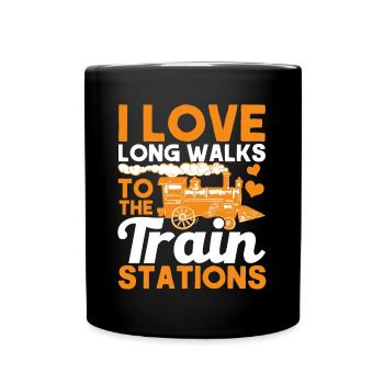 Modellbahn Zug Lokomotiven Geschenk - Tasse einfarbig - Schwarz - Vorne
