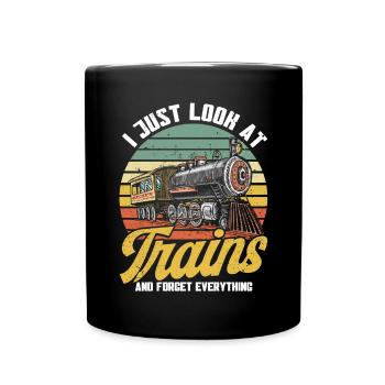 Modellbahn Zug Lokomotiven Geschenk - Tasse einfarbig - Schwarz - Vorne