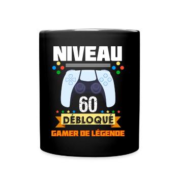 Niveau 60 Débloqué Humour Gamer Jeux Vidéo - Mug uni - noir - Devant