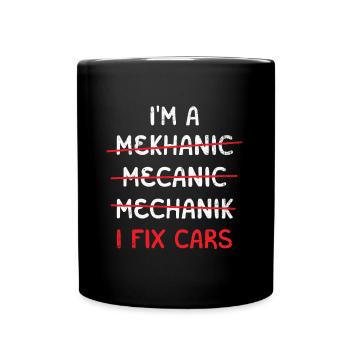 Je suis Mécanicien Mekhanic Mecanic, Je Répare - Mug uni - noir - Devant