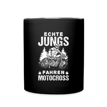 Echte Jungs fahren Motocross für alle Motocross - Tasse einfarbig - Schwarz - Vorne