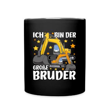 Geschwister Ich Bin Der Grosse Bruder Bagger - Tasse einfarbig - Schwarz - Vorne