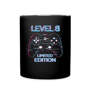 Geburtstag Level 8 Gaming Limited Edition Geschenk - Tasse einfarbig - Schwarz - Vorne