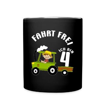 Tracteur Motif d’anniversaire 4 ans Garçon Cadeau - Mug uni - noir - Devant