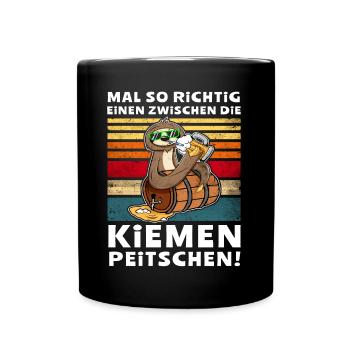 Bier Kiemen Peitschen Faultier Trinksprüche - Tasse einfarbig - Schwarz - Vorne