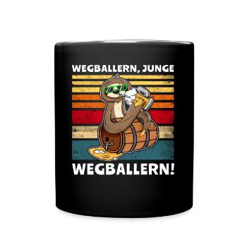 Faultier Bier Löten Saufsprüche - Tasse einfarbig - Schwarz - Vorne