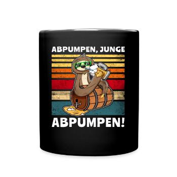 Faultier Bier Löten Saufsprüche - Tasse einfarbig - Schwarz - Vorne