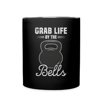 Kettlebell Hanteln Workout Grab Life By The Bells - Tasse einfarbig - Schwarz - Vorne