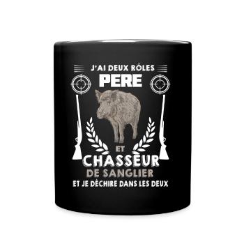 Père et Chasseur De Sanglier - Mug uni - noir - Devant