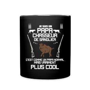 Papa Le chasseur cool sanglier - Mug uni - noir - Devant