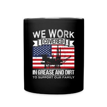 Oil Production Oil Workers USA Flag Gift - Full Colour Mug - black - Front