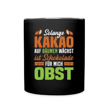 Kakao Schokoladen Liebhaber Obst Tafel Schokolade - Tasse einfarbig - Schwarz - Vorne