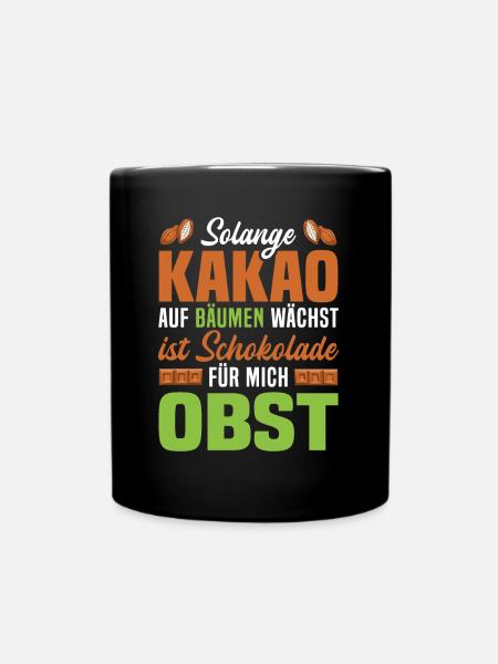 Kakao Schokoladen Liebhaber Obst Tafel Schokolade - Tasse einfarbig - Schwarz