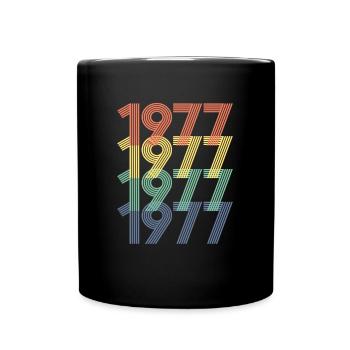 Cool Retro 1977, 45 Jahre alt, Geschenk zum 45. Geburtstag - Tasse einfarbig - Schwarz - Vorne