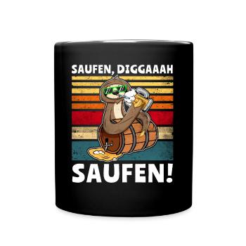 Löten Digga Faultier Bier Saufen - Tasse einfarbig - Schwarz - Vorne