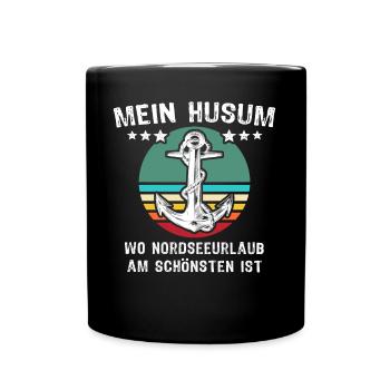 Husum Urlaub Husumer Nordsee - Tasse einfarbig - Schwarz - Vorne