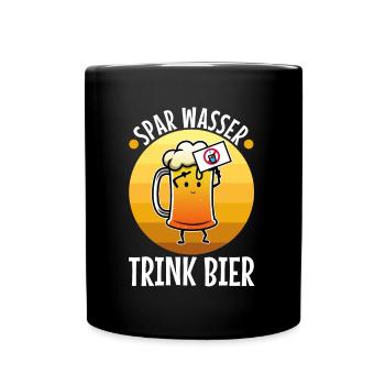 Spar wasser trink Bier - Tasse einfarbig - Schwarz - Vorne