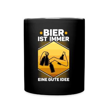 Bier ist immer eine gute idee - Tasse einfarbig - Schwarz - Vorne