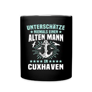 Cuxhaven Souvenir Cuxhavener Nordsee - Tasse einfarbig - Schwarz - Vorne
