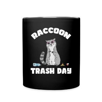 Raccoon Trash Day Lustiger Müll Sammler Panda - Tasse einfarbig - Schwarz - Vorne