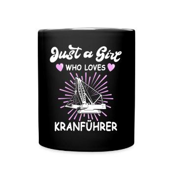 Kranführer Sprüche Kran Kranfahrer - Tasse einfarbig - Schwarz - Vorne