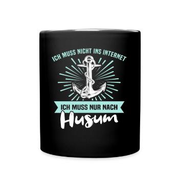 Husum Souvenir Husumer Nordsee - Tasse einfarbig - Schwarz - Vorne