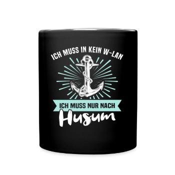 Husum Souvenir Husumer Nordsee - Tasse einfarbig - Schwarz - Vorne