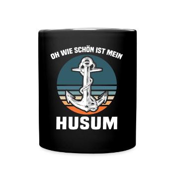 Husum Souvenir Husumer Nordsee - Tasse einfarbig - Schwarz - Vorne