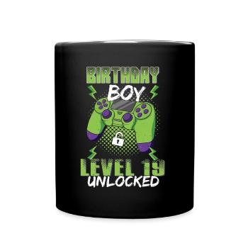 Gamer Boy Video Game Lover Age 19 Unlocked - Tasse einfarbig - Schwarz - Vorne