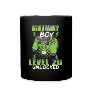 Gamer Boy Video Game Lover Age 20 Unlocked - Full Colour Mug - black - Front