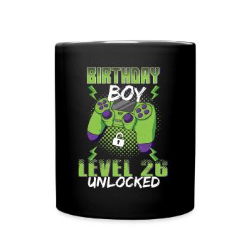 Gamer Boy Video Game Lover Age 26 Unlocked - Full Colour Mug - black - Front