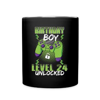 Gamer Boy Video Game Lover Age 24 Unlocked - Full Colour Mug - black - Front
