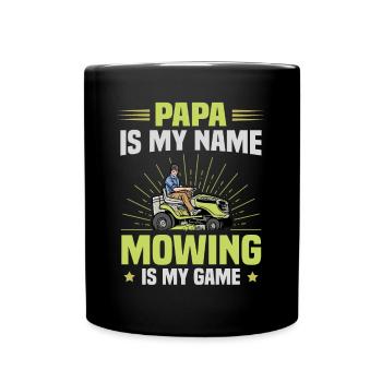 Tondeuse à gazon Tracteur Papa Nom Jeu de tonte - Mug uni - noir - Devant