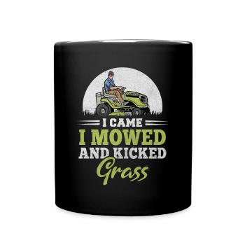 Funny Lawn Mower Tractor Mowed And Kicked Grass - Full Colour Mug - black - Front