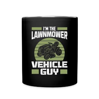 Tondeuse à gazon Tracteur Hommes Rétro Jardinage - Mug uni - noir - Devant