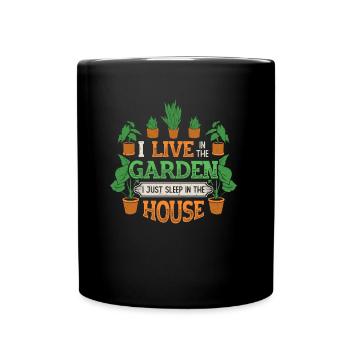 I live in the garden lover, gardening. - Full Colour Mug - black - Front