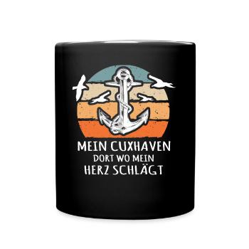 Cuxhaven Souvenir Cuxhavener - Tasse einfarbig - Schwarz - Vorne