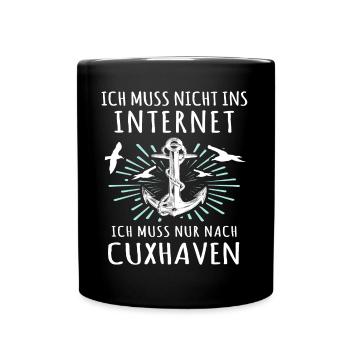 Cuxhaven Souvenir Cuxhavener - Tasse einfarbig - Schwarz - Vorne