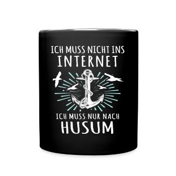 Husum Souvenir Husumer - Tasse einfarbig - Schwarz - Vorne