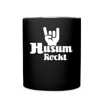 Husum Souvenir Husumer Rocker - Tasse einfarbig - Schwarz - Vorne