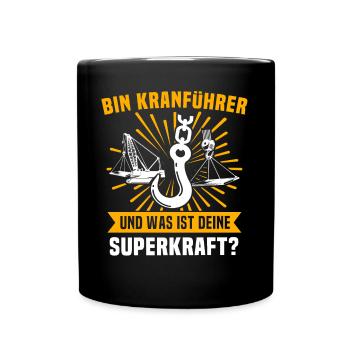 Kranführer Kran Kranfahrer Kranfahren - Tasse einfarbig - Schwarz - Vorne