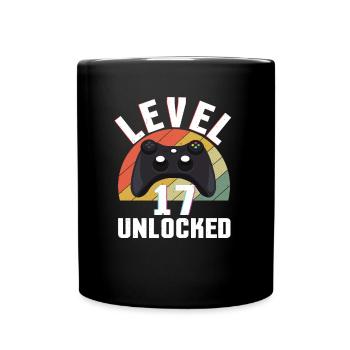 Retro Gamer Video Game Lover Gamer Age 17 Unlocked - Full Colour Mug - black - Front