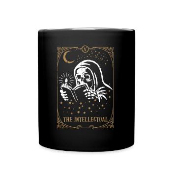 Skeleton Intellectual Tarot Card Occult Gothic - Full Colour Mug - black - Front