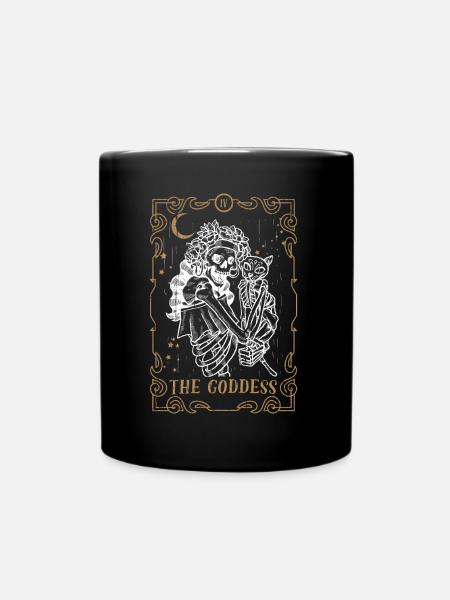 Cat Goddess Tarot Card Occult Club Gothic Animal - Full Colour Mug - black