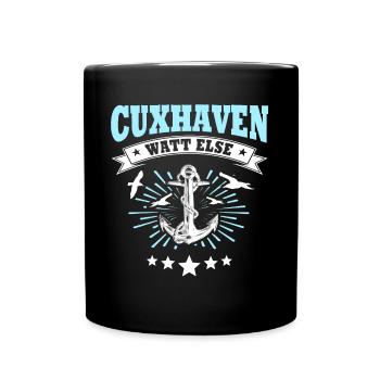 Cuxhaven Sprüche Cuxhavener Souvenir - Tasse einfarbig - Schwarz - Vorne