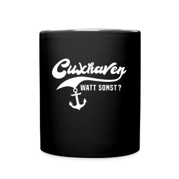 Cuxhaven Sprüche Cuxhavener Souvenir - Tasse einfarbig - Schwarz - Vorne