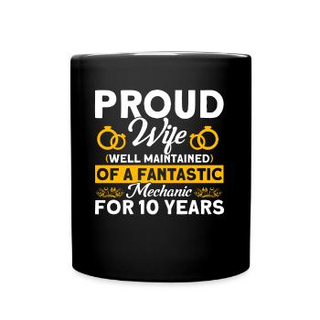 Rose Wedding 10 Years Marriage Gift - Full Colour Mug - black - Front