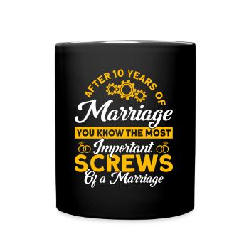 Rose Wedding 10 Years Marriage Gift - Full Colour Mug - black - Front