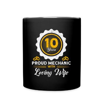 Rose Wedding 10 Years Marriage Gift - Full Colour Mug - black - Front